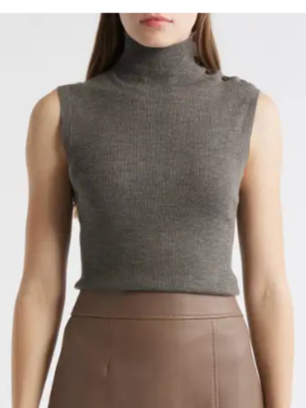 BOSS Fermesi Sleeveless Mock Neck Sweater Grey Medium